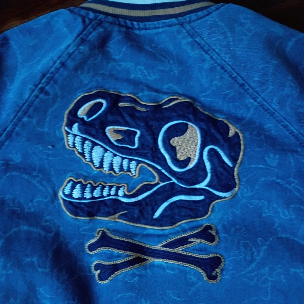 Epic Threads Legend Denim Bomber Jacket Boys 3T Blue Embroidered Dinosaur - Picture 8 of 10